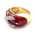 Late 20th Century Hidalgo Yellow Gold Red Enamel X Diamond Ring, Size 5 For Sale - Image 4 of 9