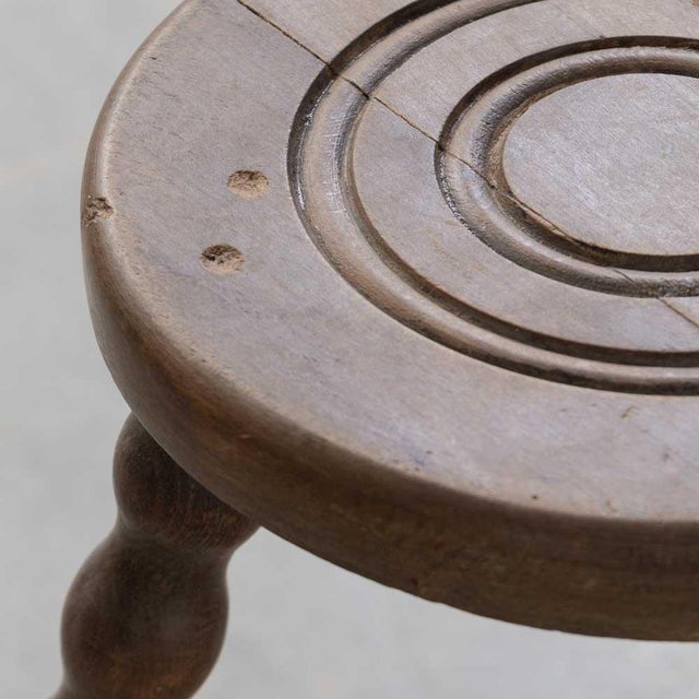 1950s Tall French Wood Tripod Stool For Sale - Image 9 of 11
