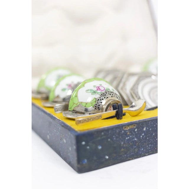 Celadon Porcelain and Silver-Plated Metal Tea Service, 1920s For Sale - Image 11 of 14