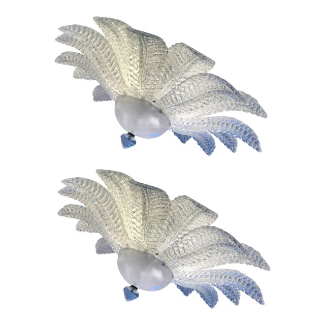 Lot of 2 Murano Glass Sputnik Chandelier Flush Mount, Mazzega Zuccheri Venini Barovier Style For Sale