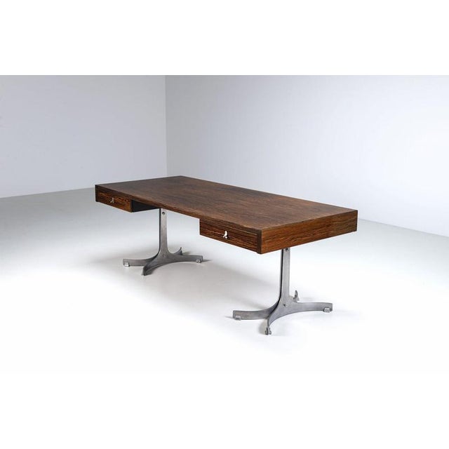 1960s Large Rosewood Desk from Trau Arredamenti Metallici S.P.A., Italy, 1960s For Sale - Image 5 of 18