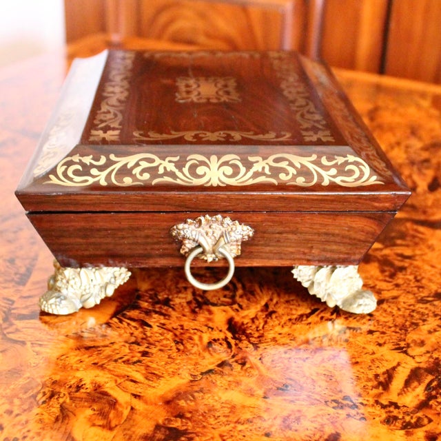 English Regency Period Brass Inlaid Rosewood Box For Sale - Image 12 of 18
