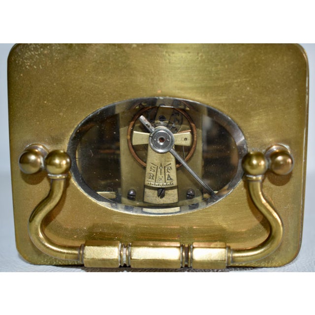 Brass Corniche Carriage Clock Antique French Beveled Glass Mechanical For Sale - Image 15 of 15