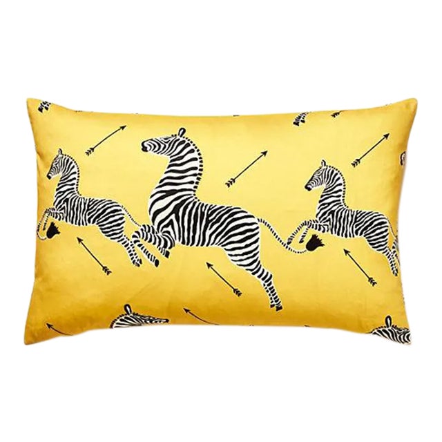 The House of Scalamandré Zebras Petite Lumbar Pillow, Yellow For Sale