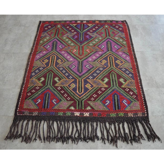 Vintage Hand Made Braided Kilim Rug - 3′9″ X 4′8″ For Sale - Image 11 of 11