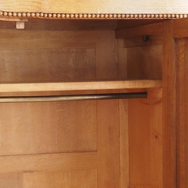 Large Art Nouveau 3-Door Wardrobe in Oak with Oval Mirror For Sale - Image 14 of 18