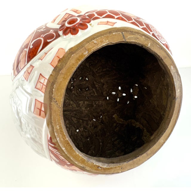 Vintage Mid 20th Century Japanese Imari-Style Porcelain Lidded Incense Burner With Foo Dog Finial For Sale - Image 11 of 12