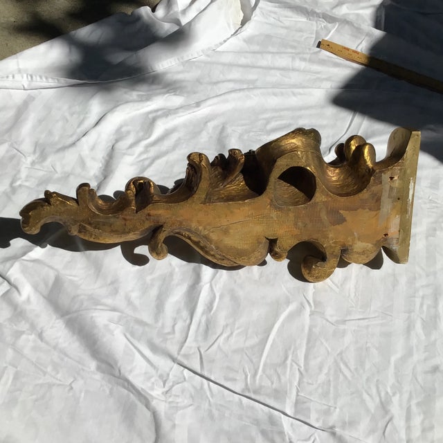 Gold Florentine Giltwood Wall Brackets Large 19th Century - A Pair For Sale - Image 8 of 12