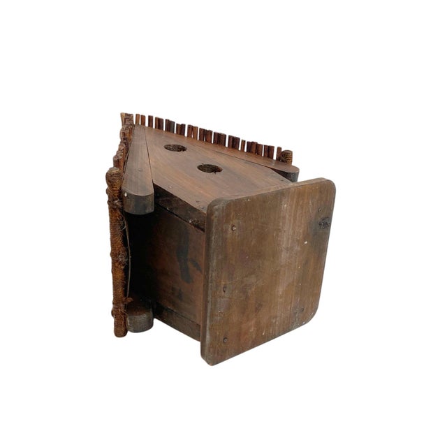 Large Rustic Wooden Birdhouse – Natural Twig Roof Garden Decor For Sale In New York - Image 6 of 6