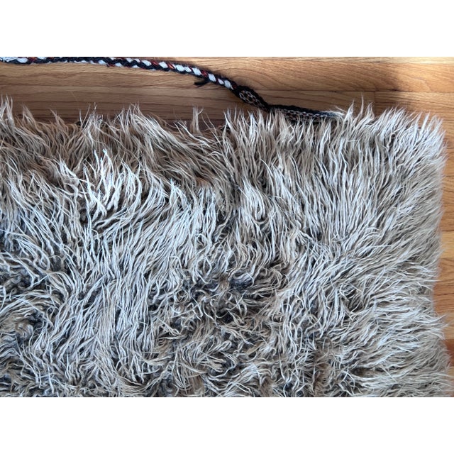 1910s Antique Kilim and Alpaca Floor Pillow For Sale - Image 5 of 10