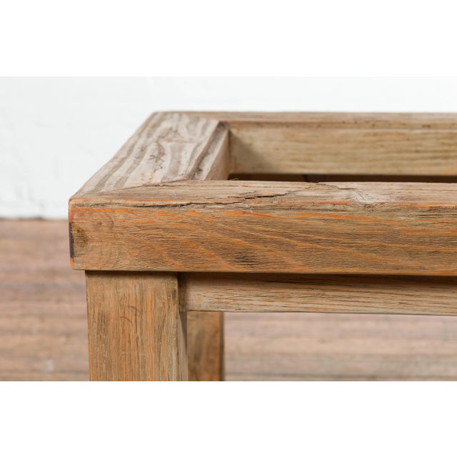 Wood Rustic Mexican Vintage Natural Wood Coffee Table Base with Lower Shelf For Sale - Image 7 of 13
