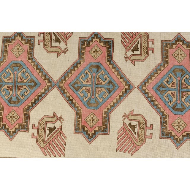 Cream Vintage Turkish Area Rug, Hand-Knotted Wool, Whimsical Bird Motif For Sale - Image 8 of 10