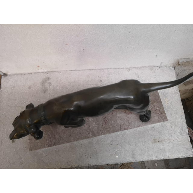Rochard, Weimaraner Dog, 1950s, Bronze and Marble For Sale - Image 4 of 15