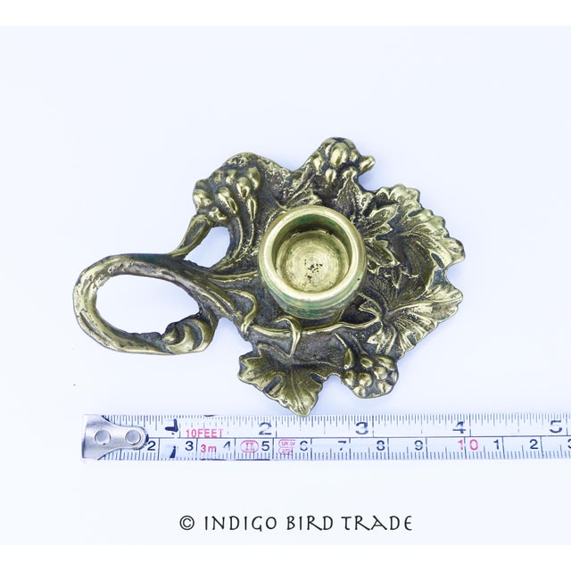 Metal Antique French Bronze Chamber Ornate Candlestick Holders - Set of 2 For Sale - Image 7 of 7