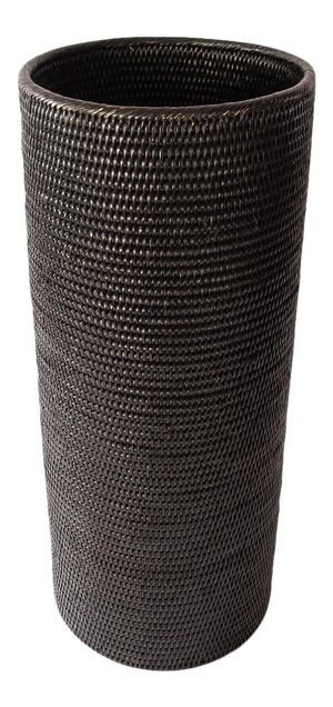 Artifacts Rattan Round Umbrella Basket in Tudor Black