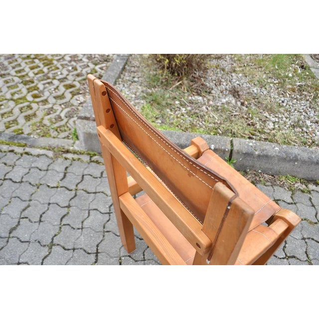 Set of Model S11 Saddle Dining Chairs in Cognac Leather by Pierre Chapo, 1960s For Sale - Image 13 of 17