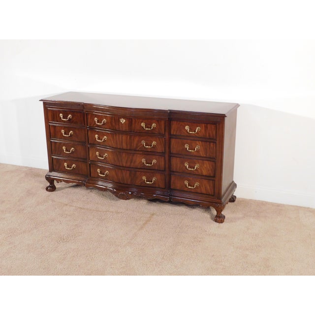 Drexel Drexel Flame Mahogany Serpentine Ball & Claw 12-Drawer Chippendale Chest Dresser For Sale - Image 4 of 17