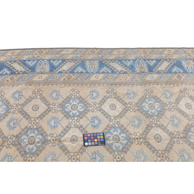Blue Fine Antique Turkish Oushak Wool Rug 6'6'' X 9'7'' For Sale - Image 8 of 12