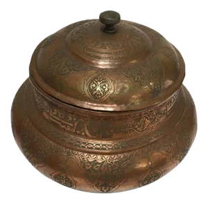 Indo-Persian Tinned Copper Jar With Lid