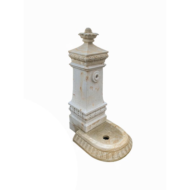 A Unique Hand-Carved Italian Vedovella Fountain, Made of Natural Limestone For Sale - Image 6 of 6
