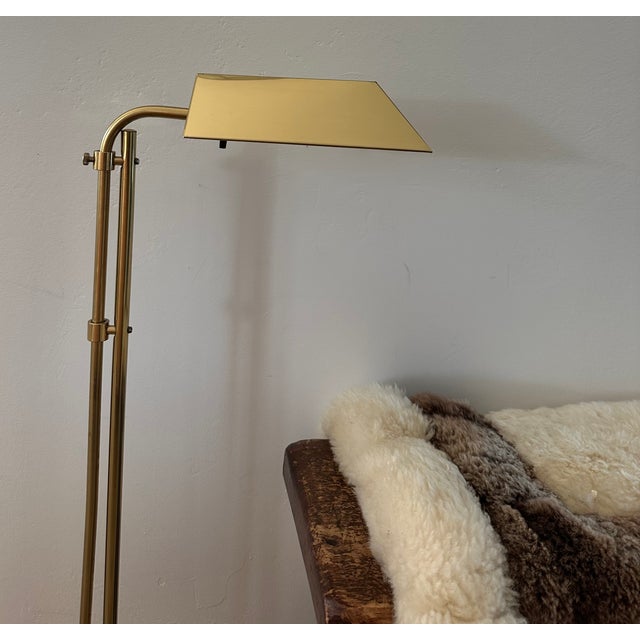 Vintage Brass Pharmacy Adjustable Floor Lamp For Sale In San Diego - Image 6 of 9