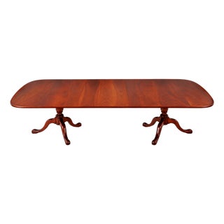 1970s Kittinger Traditional Double Pedestal Dining Table With 3 Extension Leaves For Sale