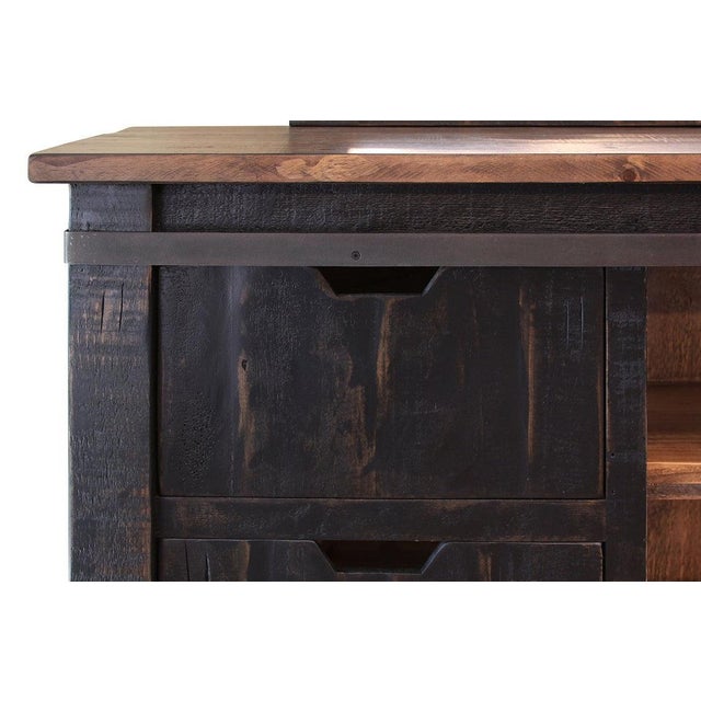 Rustic Greenview Sliding Door Dresser - Distressed Black For Sale - Image 3 of 3