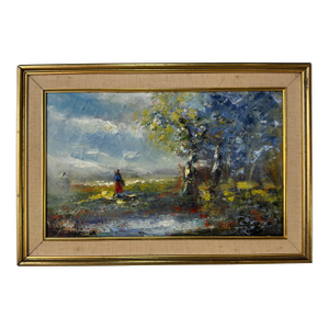 1960's Vintage Alessandro Impressionist Abstract Oil on Masonite Painting, Framed
