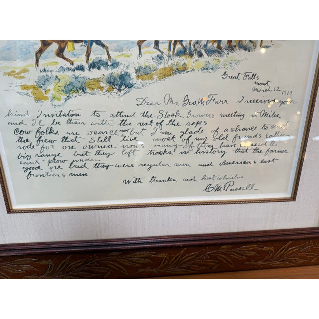 Brown Charles Russell Printed Letter to Geo Farr, Framed For Sale - Image 8 of 12