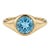 Natural Blue Topaz Bezel Set Ring | Unisex Solitaire Signet Ring | Dainty Stacking Ring Us 7 For Sale