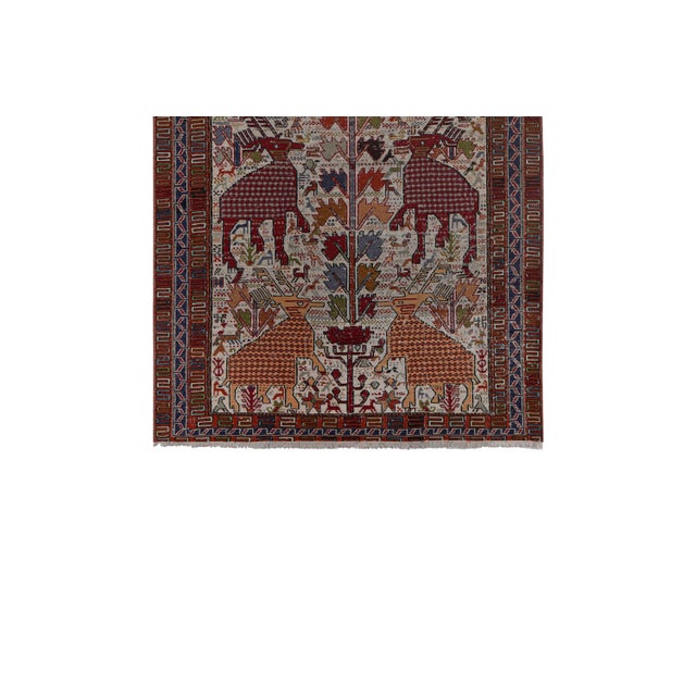 Soumac Kilim Pictorial Animals Rug 3'7'' X 7'1'' 45" x 85" / 114 x 217 Cm Hand woven with high quality pure wool Excellent...