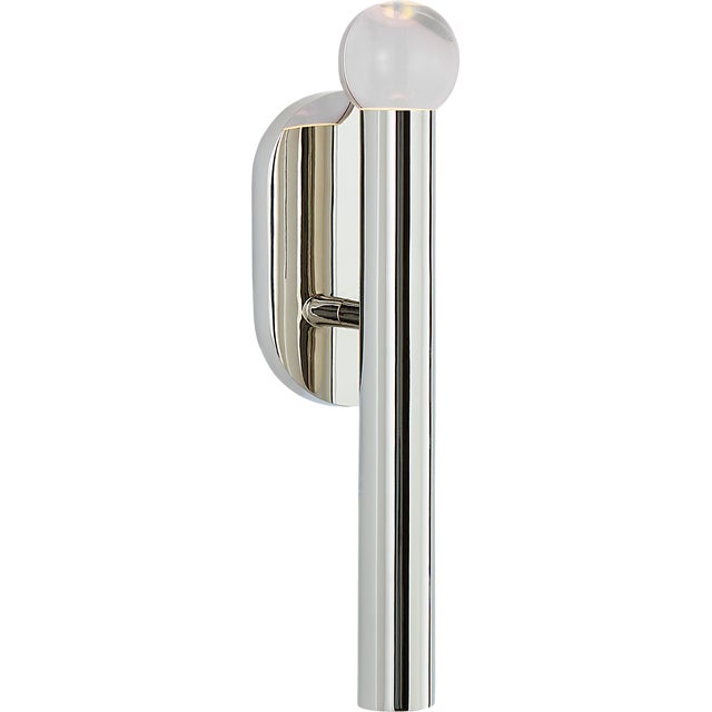 Kelly Wearstler for Visual Comfort Signature Rousseau Small Bath Sconce in Polished Nickel with Clear Glass Orb For Sale