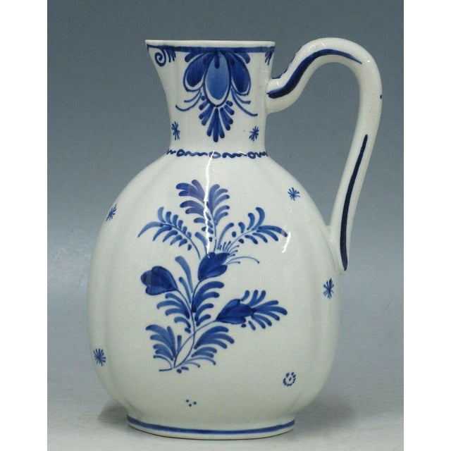 Antique Faience Dutch Delft Jug Hand Painted For Sale - Image 4 of 9