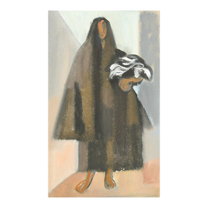 A Small, Ca. 1948, Gouache on Paper, Image of a Robed Figure by Andre Delfau