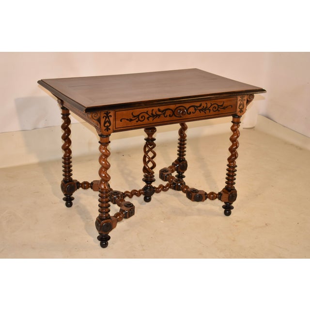 French Provincial 19th Century French Walnut Inlaid Desk For Sale - Image 3 of 12