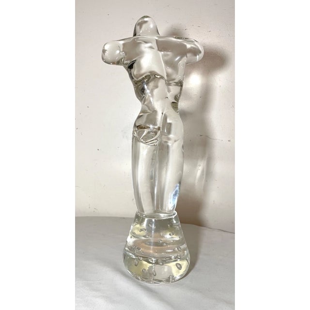 1990s Large Luigi Moro Hand Blown Clear Glass Nude Man Torso Bust Sculpture Statue Art For Sale - Image 11 of 15