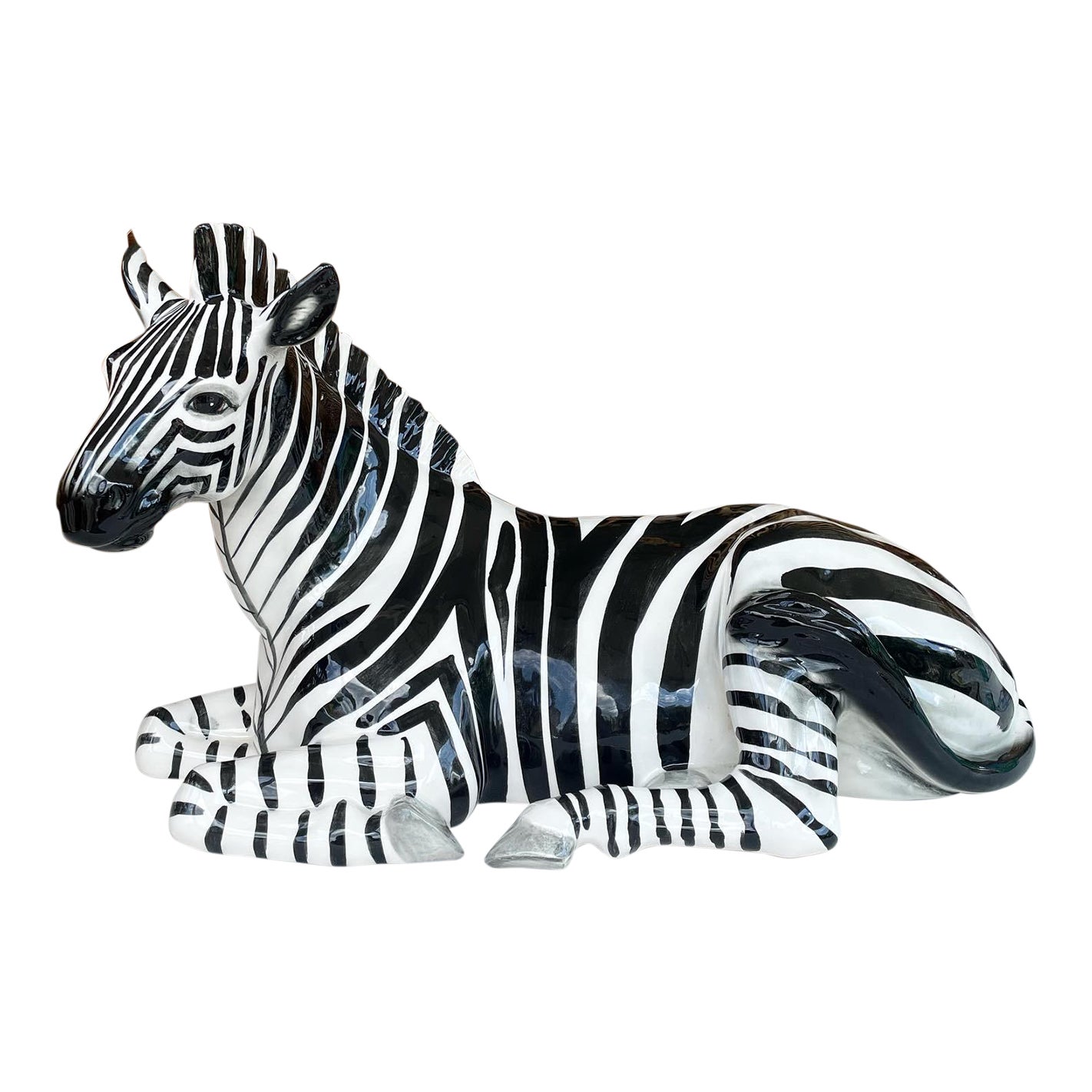 Large Mid Century Ceramic Zebra Chairish
