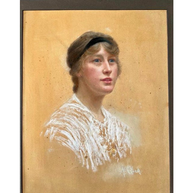Clark, Young Lady, 1900, Pastel on Paper For Sale - Image 4 of 11