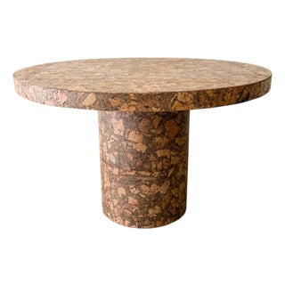 1970s Sculptural Cork Round Dining Table, Mid-Century Modern For Sale