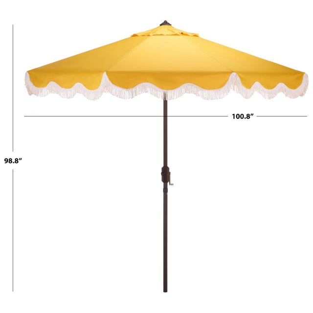 Modern Torsa 9 Ft Crank Umbrella, Yellow/Brown Pole For Sale - Image 3 of 9