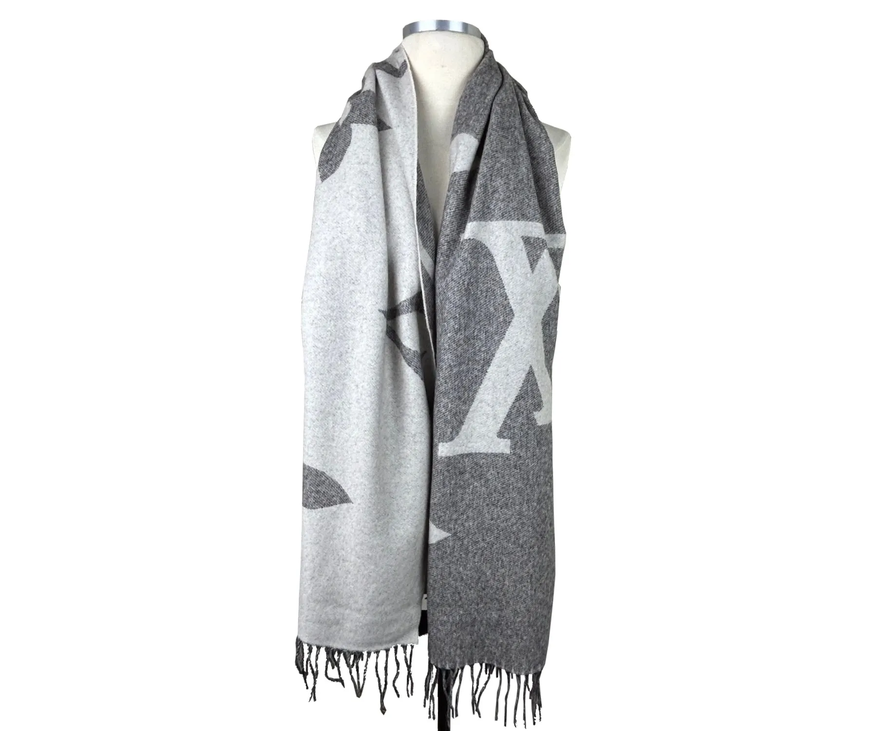 Louis Vuitton Brand New Grey Giant Monogram Cashmere Scarf | Chairish
