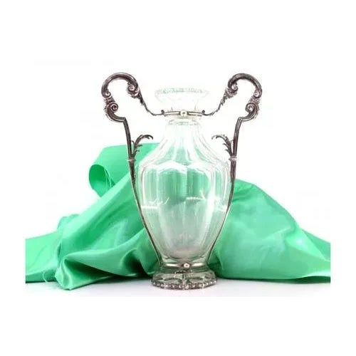 Metal Vase in Cut Glass with Silver Structure and Applications For Sale - Image 7 of 7