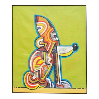 Late 20th Century Abstract Oil on Canvas Painting of a Dog by James L. Bruch For Sale