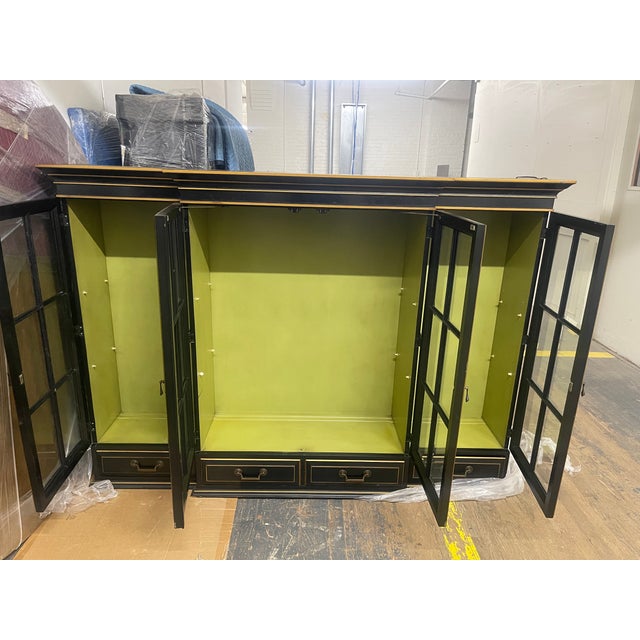 1980s Vintage Union National Chinoiserie China Cabinet, Breakfront or Bookcas For Sale - Image 9 of 10