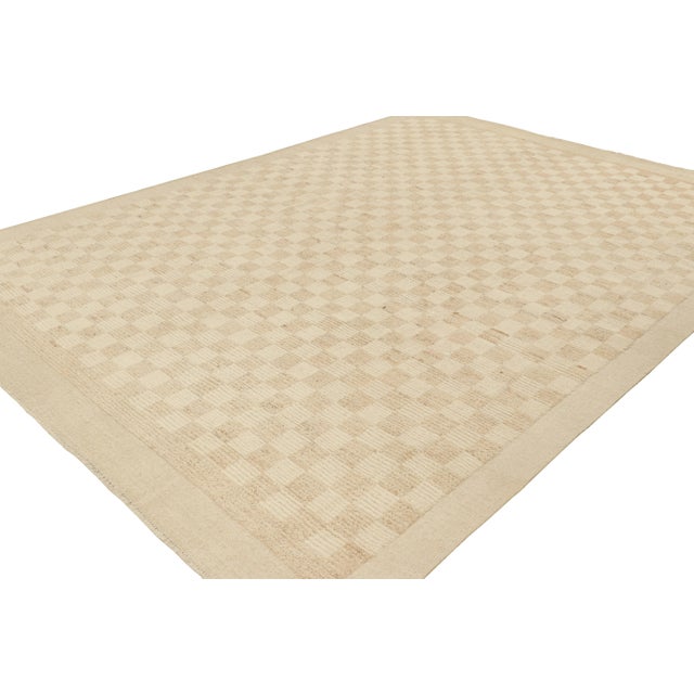 Rug & Kilim Rug & Kilim’s Contemporary Rug in Beige and Cream White Geometric Pattern - 13x19 For Sale - Image 4 of 7