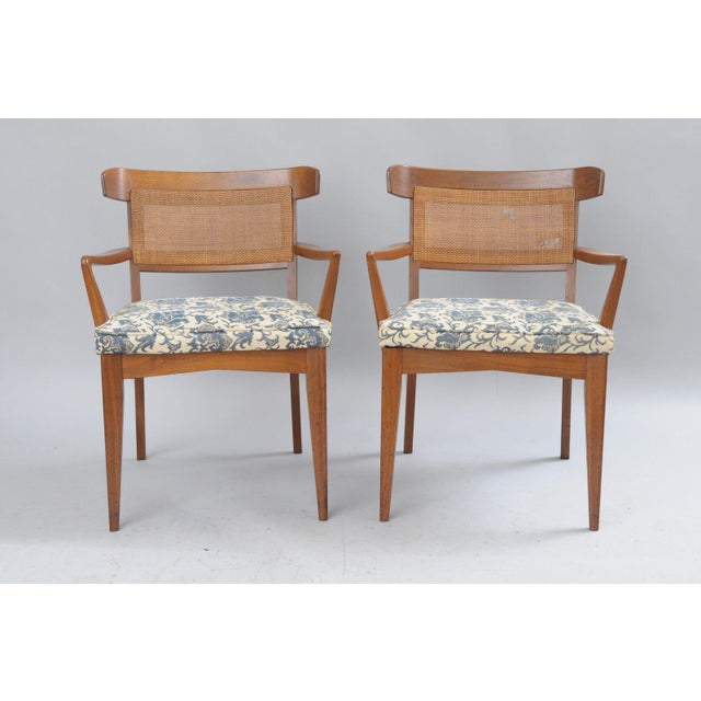 Mid-Century Walnut Curved Cane Back Dining Chairs by ...