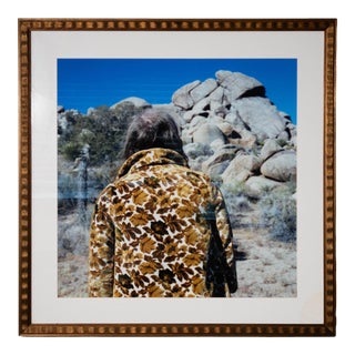 Late 20th Century Vintage Fine Art Photography Print of Person in Floral Jacket Against Desert Rock Landscape, Framed For Sale