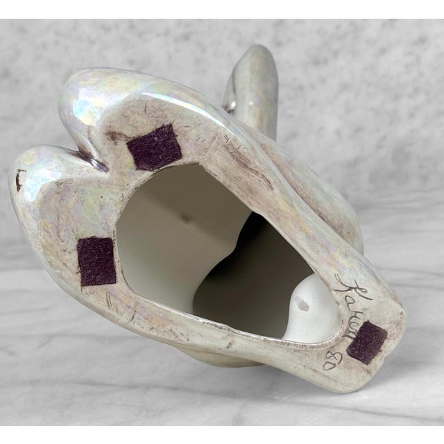 Vintage 12" Art Deco Nude Women Iridescent Ceramic Sculpture For Sale - Image 9 of 9