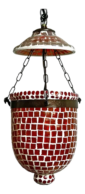 Small Orange Mosaic Bucket Pendant Light