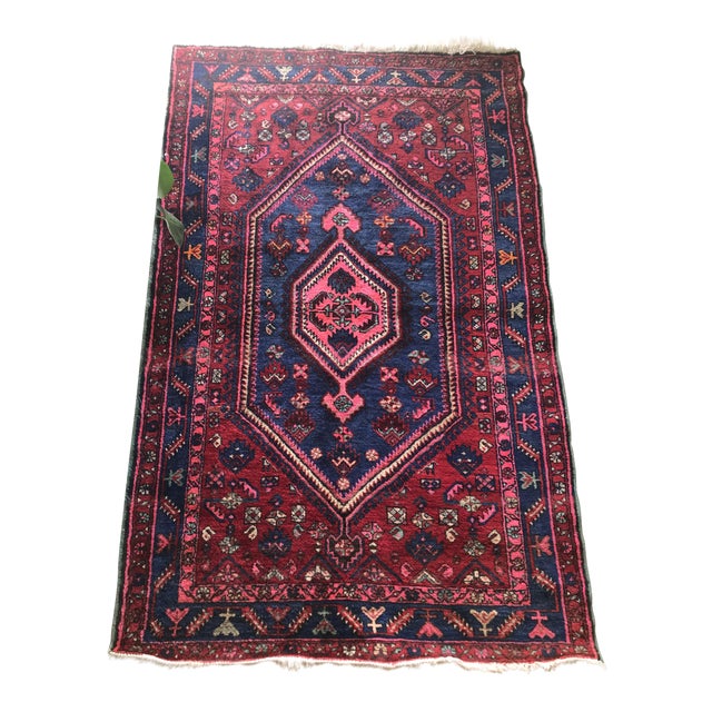 Antique Persian Blue & Purple Wool Rug 4′2″ × 6′8″ Chairish